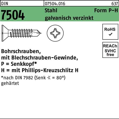 Bohrschraube DIN 7504 SEKO PH P 3,5x22-H Stahl galv.verz. 1000St.