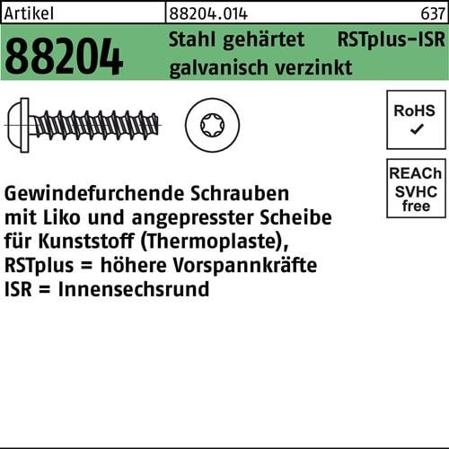 Gewindefurchendeschraube R 88204 Liko ISR 4x20-T20 Stahl geh.galv.verz. 500St.