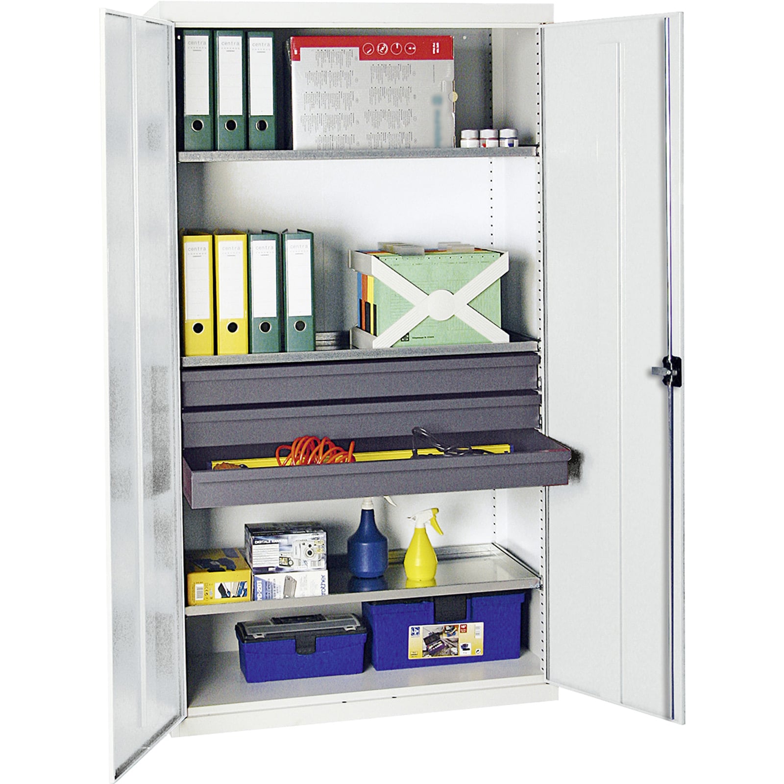 Stumpf Werkzeug- und Materialschrank Serie 3000 lichtgrau + 3 Schublade 100 mm + 3 Auszugsböden durchgehend - 3008207