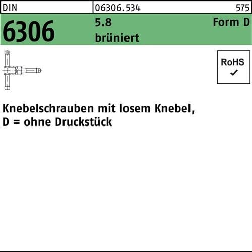 Knebelschraube DIN 6306 losen Knebel DM 10x 40 5.8 brüniert 1 Stück
