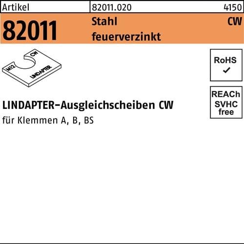 Ausgleichscheibe R 82011 CW M12/2,5 Stahl feuerverz. 1 Stück LINDAPTER