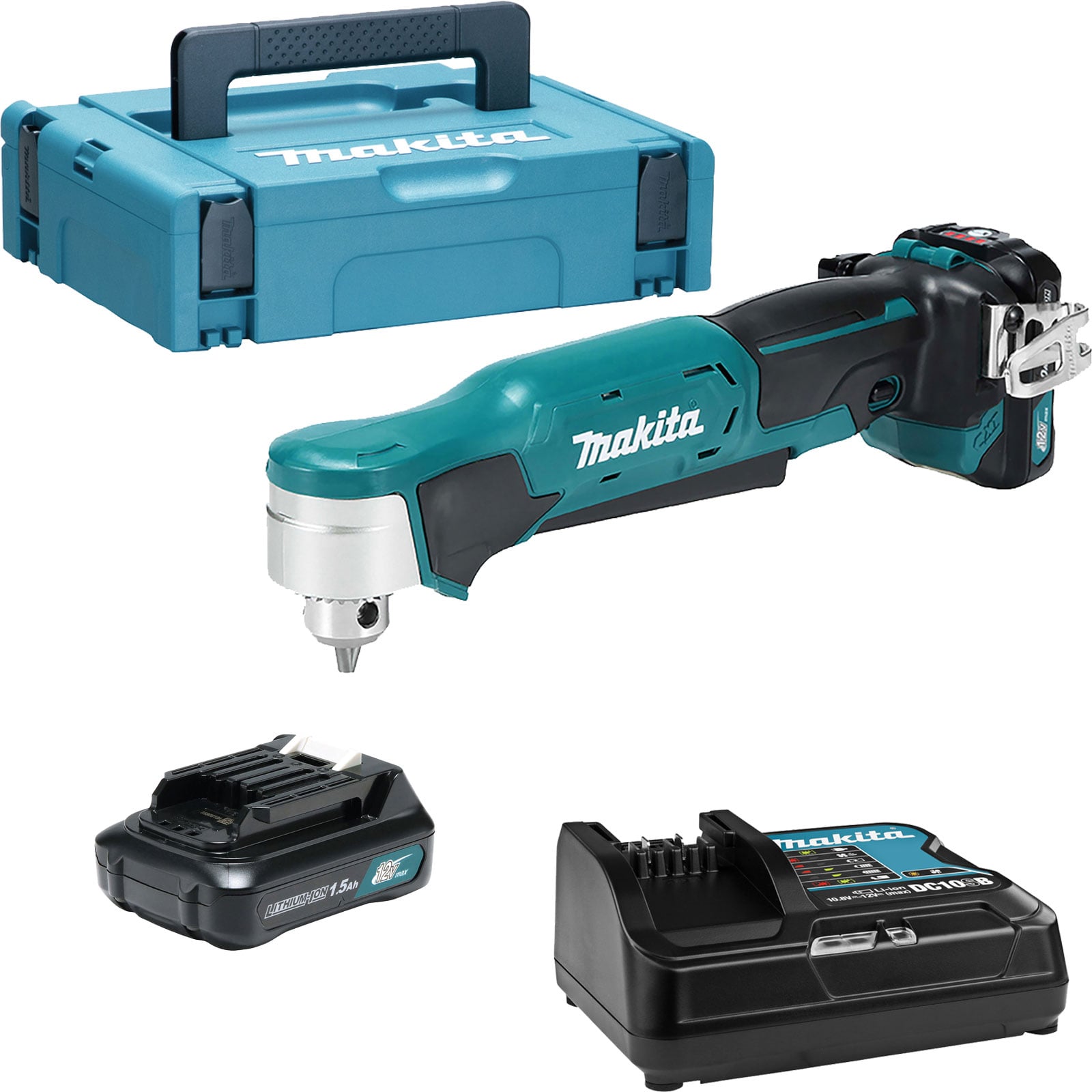 Makita DA332DSYJ Akku-Winkelbohrmaschine 12 V max. / 2x 1,5 Ah Akku + Ladegerät im MAKPAC