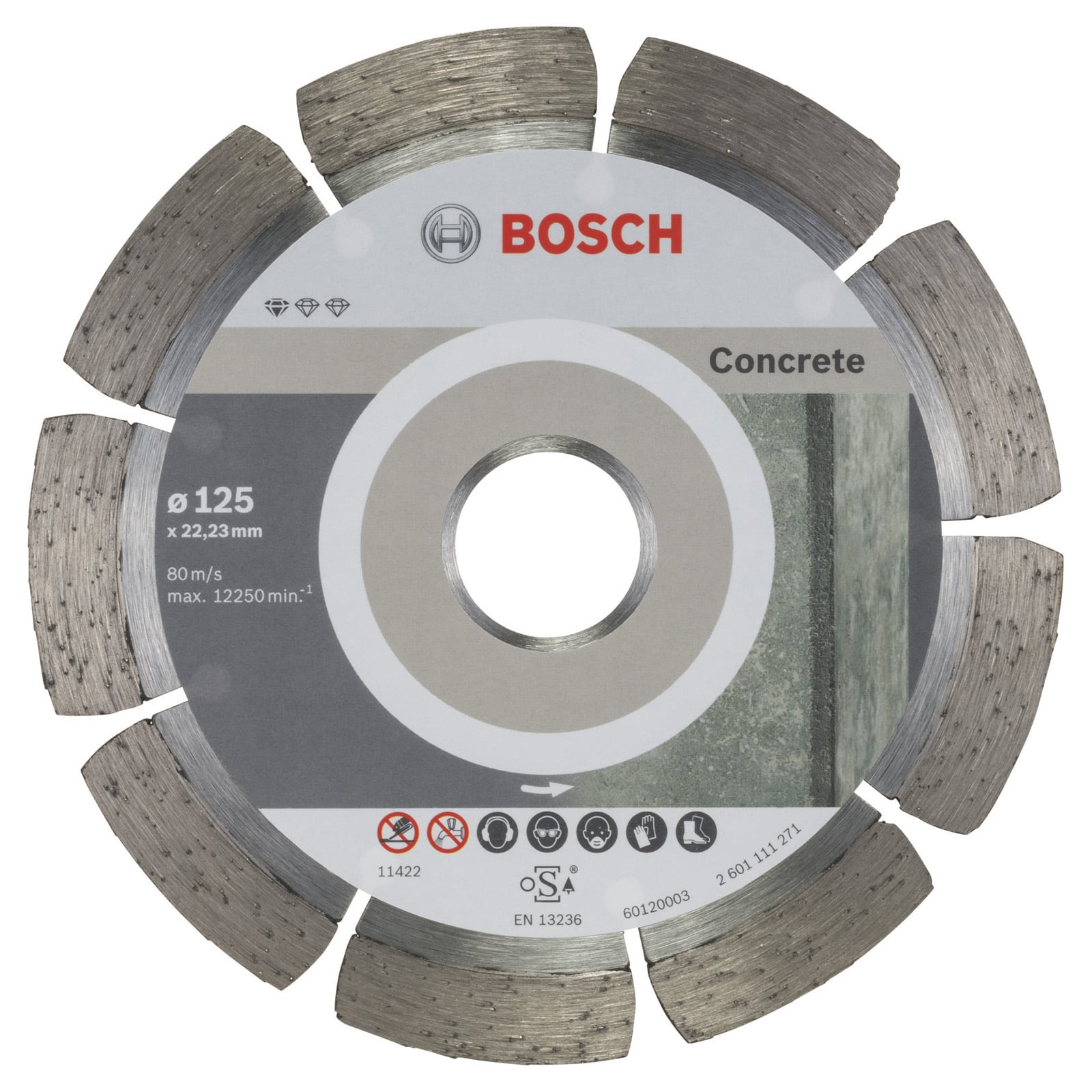 Bosch 10x Diamanttrennscheibe Standard for Concrete, 125 x 22,23 x 1,6 x 10 mm -2608603240