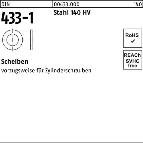 Scheibe DIN 433-1 4,3x 8x0,5 Stahl 140 HV 500 Stück