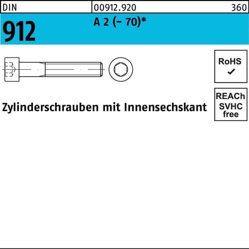 Zylinderschraube DIN 912 Innen-6kt M6x 120 A 2 (- 70) 100 Stück