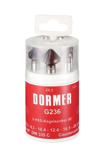 Kegelsenkersatz DIN 335C 90Grad Nr.5 6,3-20,5mm HSS TiAlN 6-tlg.Runddose DORMER