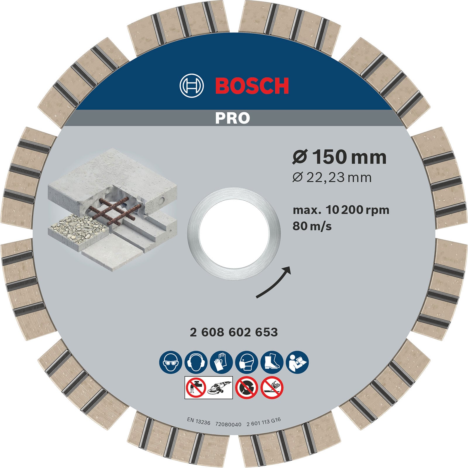 Bosch PRO Concrete Diamanttrennscheibe 150 x 22,23 mm - 2608602653